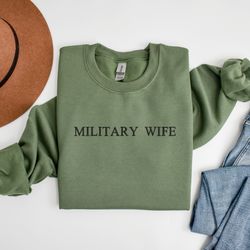 embroidered military wife sweatshirt trendy military spouse crewneck embroidered sweatshirt