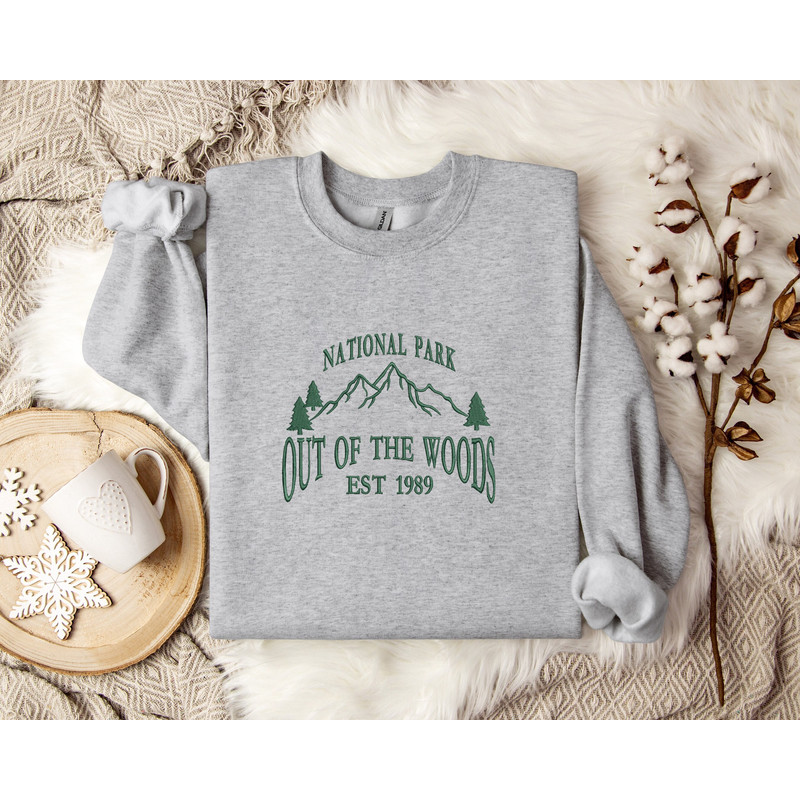 Embroidered Out Of The Woods Sweatshirt Trendy Crewneck Embroidered Sweatshirt Gift For Her.jpg