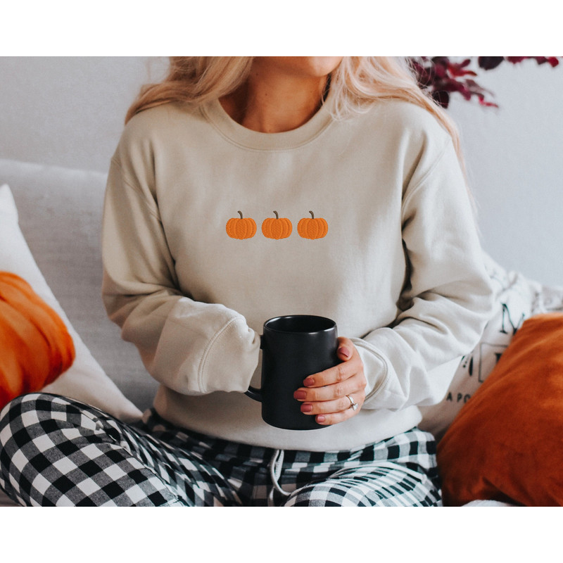 Embroidered Pumpkin Halloween Sweatshirt  Trendy Crewneck  Embroidered Sweatshirt  Oversized Fall Sweatshirt.jpg