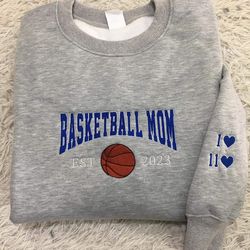embroidered basketball mom, basketball sweatshirt, custom year, custom number, custom basketball mom hoodie