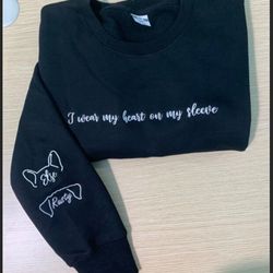 embroidered custom dog, cat ear with name, custom dogcat  dad gift fathers day, pet gift, i wear my heart on my sleeve w