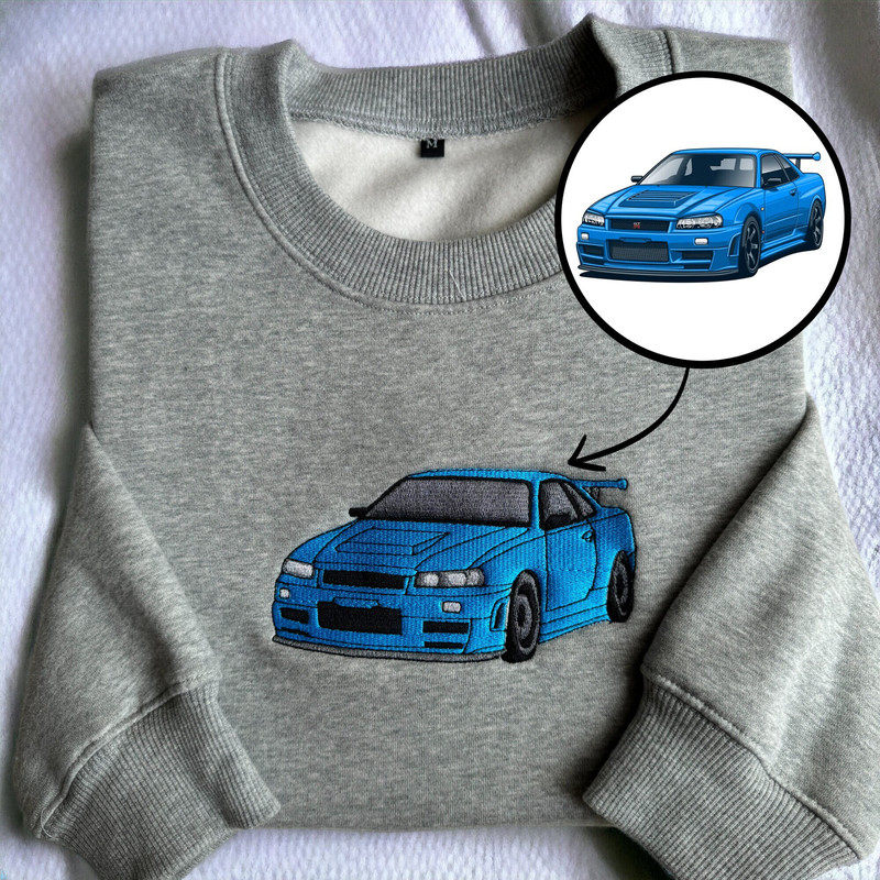 Custom Embroidered Car From Your Photo Sweatshirt Personalized Car From Your Photo Sweater Crewneck Custom Car Sweatshirt Dad Gift For Him.jpg