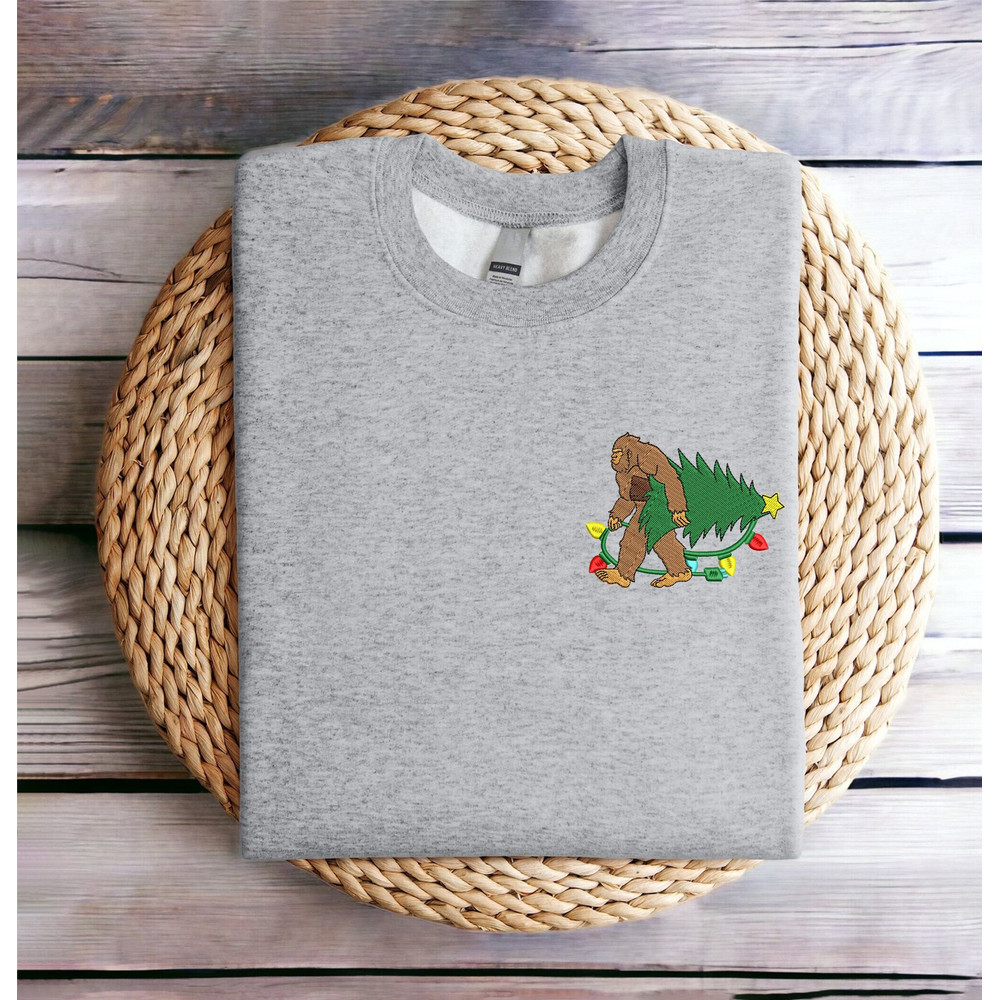 Embroidered Bigfoot Christmas Sweatshirt Christmas Bigfoot Sweatshirt Women Christmas Sweater Crewneck Ugly Xmas Winter Sweatshirt Hoodie.jpg