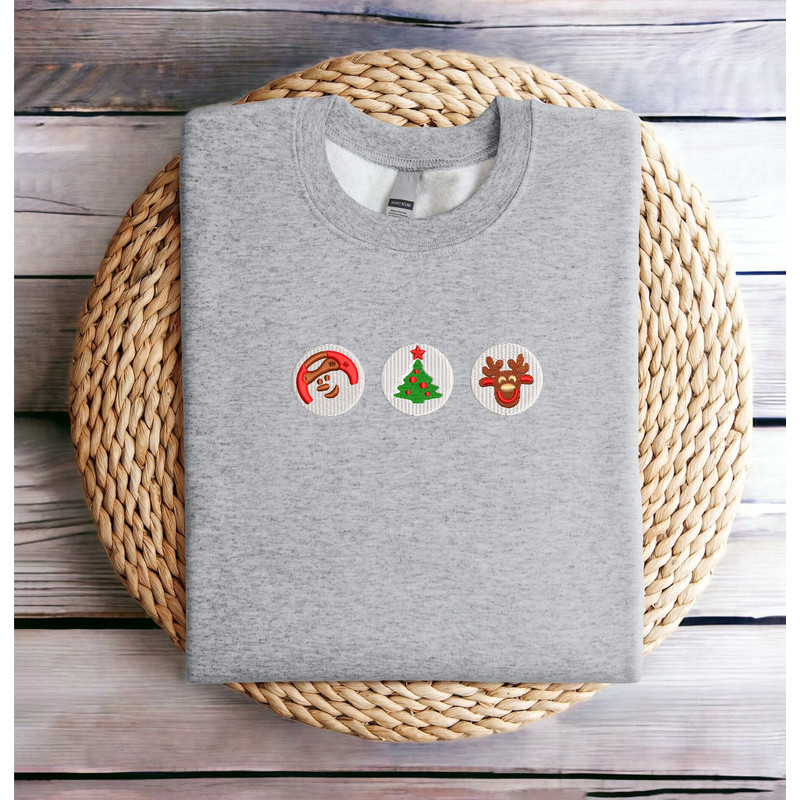 Embroidered Christmas Cookie Sweatshirt Christmas Tree Snowman Reindeer Sweatshirt Women Christmas Sweatshirt Crewneck Ugly Xmas Sweater.jpg