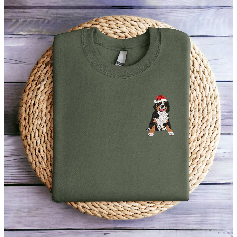 Embroidered Christmas Dog Sweatshirt Bernese Mountain Christmas Sweater Women Christmas Sweatshirt Christmas Crewneck Winter Sweatshirt.jpg