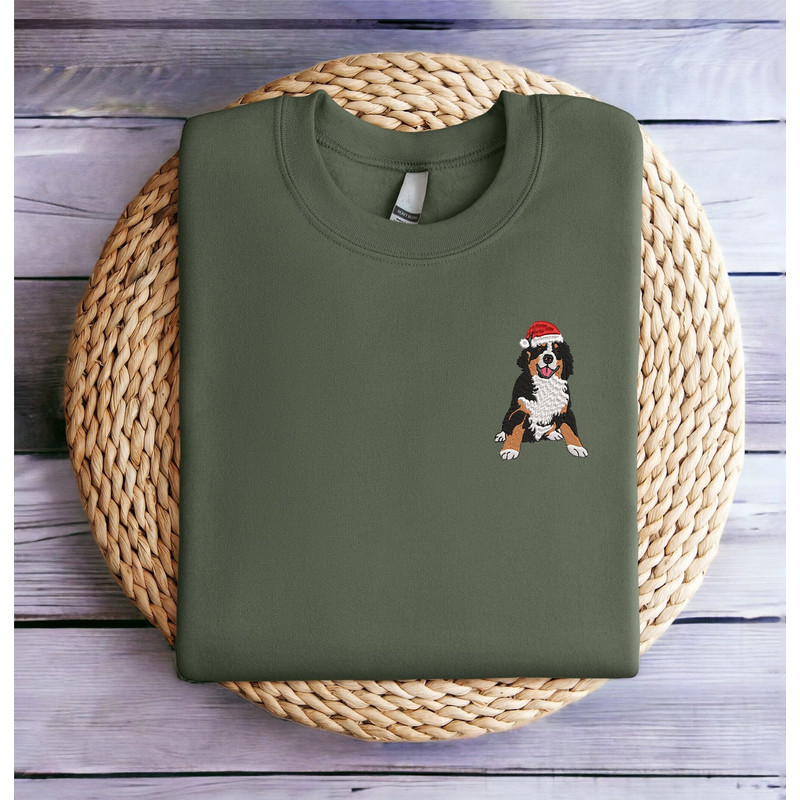 Embroidered Christmas Dog Sweatshirt Bernese Mountain Christmas Sweater Women Christmas Sweatshirt Christmas Crewneck Winter Sweatshirt.jpg