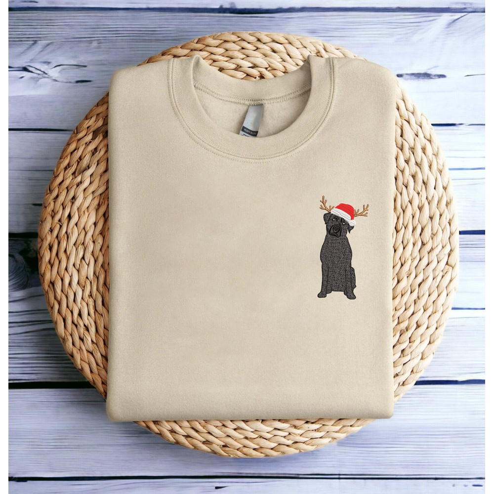 Embroidered Christmas Dog Sweatshirt Black Lab Labrador Retriever Christmas Sweatshirt Women Christmas Sweatshirt Crewneck Ugly Xmas Sweater.jpg