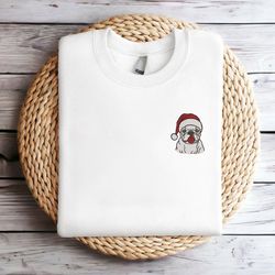 embroidered christmas dog sweatshirt bulldog santa christmas sweatshirt women christmas sweatshirt christmas crewneck ug