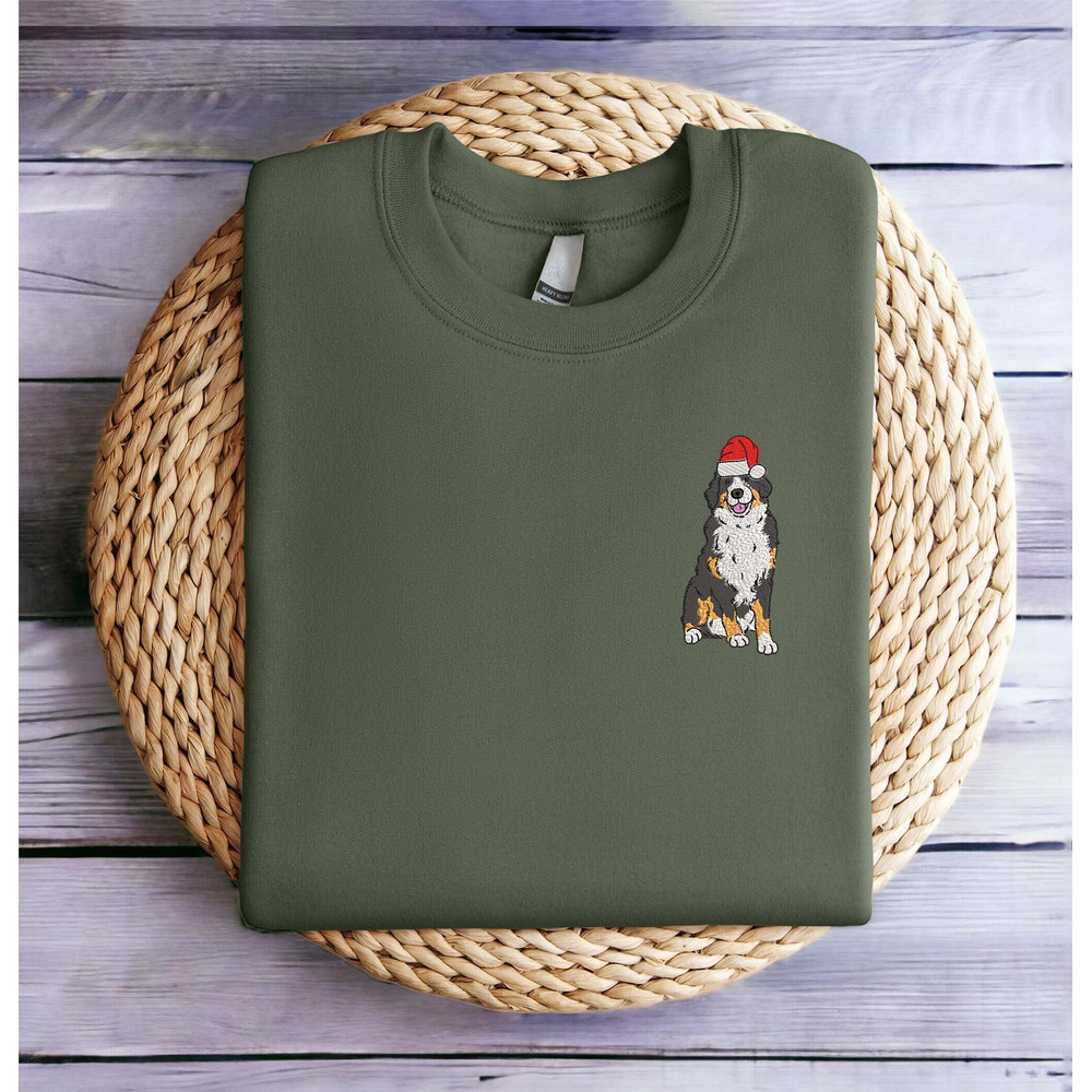Embroidered Christmas Dog Sweatshirt Christmas Bernese Mountain Santa Dog Sweater Women Christmas Sweatshirt Christmas Crewneck Shirt Hoodie.jpg