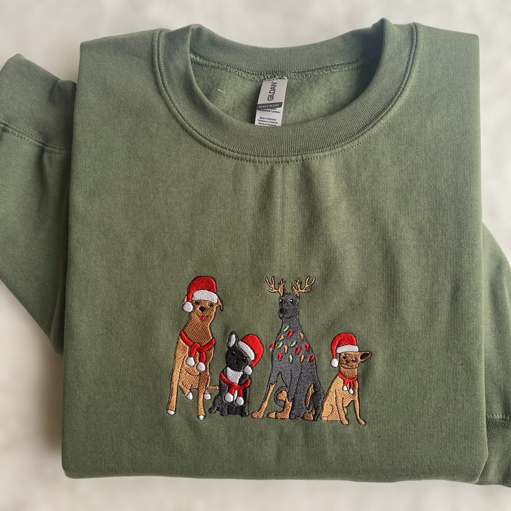 Embroidered Christmas Dog Sweatshirt Dog Christmas Sweater Women Christmas Sweatshirt Christmas Crewneck Winter Sweatshirt Shirt Hoodie 1.jpg
