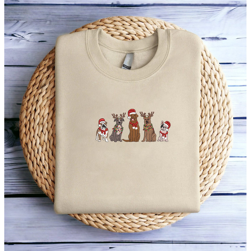Embroidered Christmas Dog Sweatshirt Dog Christmas Sweater Women Christmas Sweatshirt Christmas Crewneck Winter Sweatshirt Shirt Hoodie.jpg