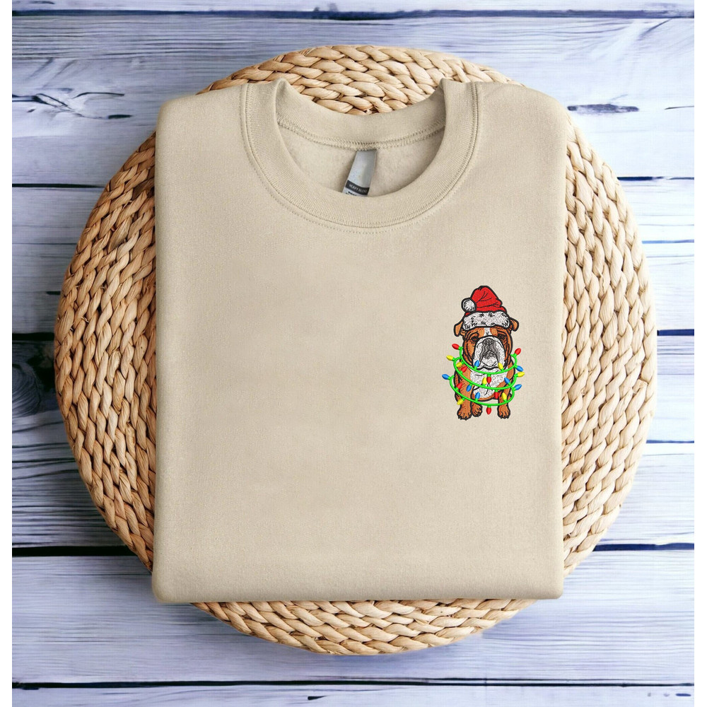 Embroidered Christmas Dog Sweatshirt English Bulldog Christmas Sweatshirt Women Christmas Sweatshirt Christmas Crewneck Sweater Ugly Xmas.jpg