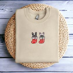 embroidered christmas dog sweatshirt french bulldog christmas sweatshirt women christmas sweatshirt christmas crewneck s