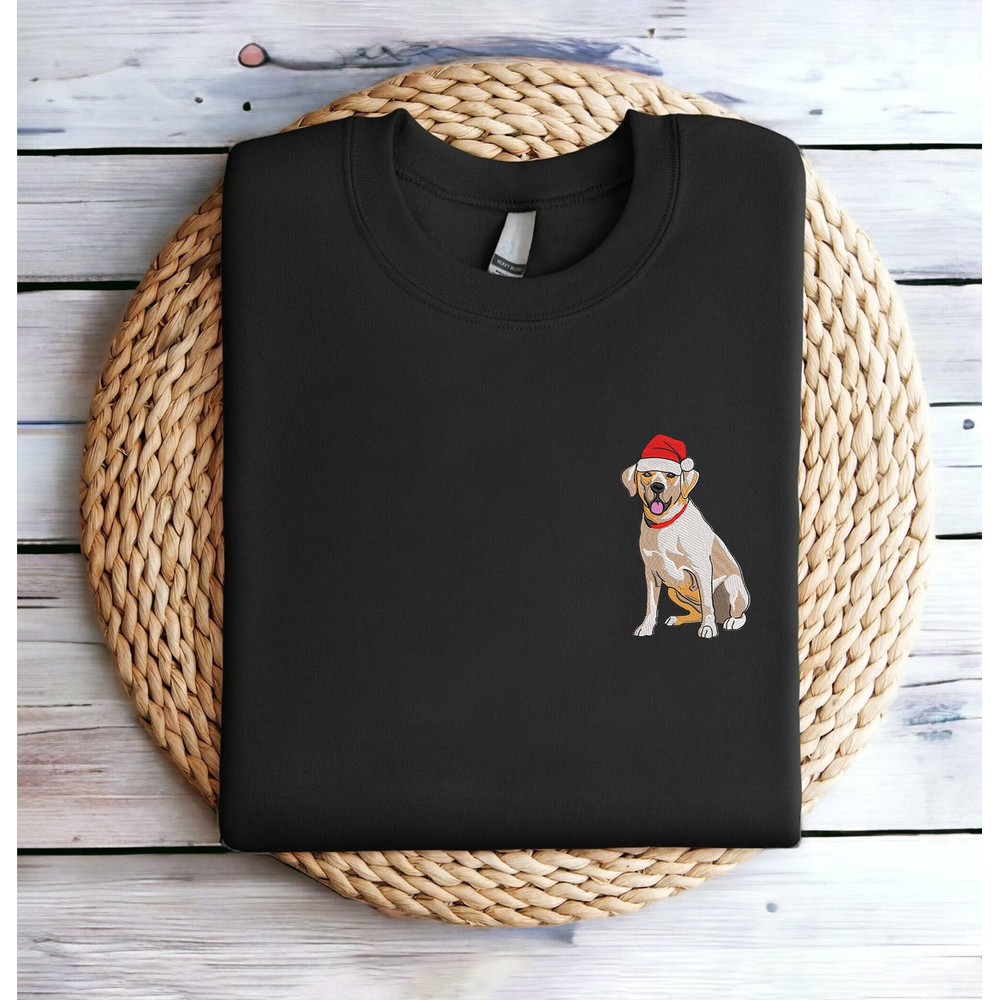 Embroidered Christmas Dog Sweatshirt Golden Labrador Retriever Dog Christmas Sweatshirt Women Christmas Sweatshirt Crewneck Ugly Xmas Shirt.jpg