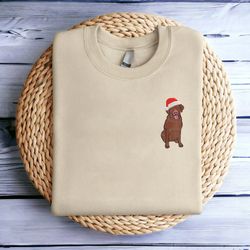 embroidered christmas dog sweatshirt labrador retriever dog chocolate christmas sweater women christmas sweatshirt crewn