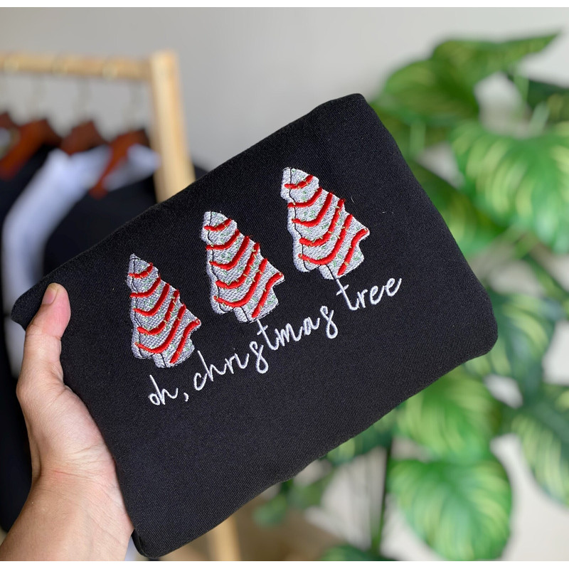 Embroidered Christmas Sweatshirt Christmas Tree Cakes Sweater Women Christmas Sweatshirt Christmas Crewneck Winter Sweatshirt Shirt Hoodie.jpg