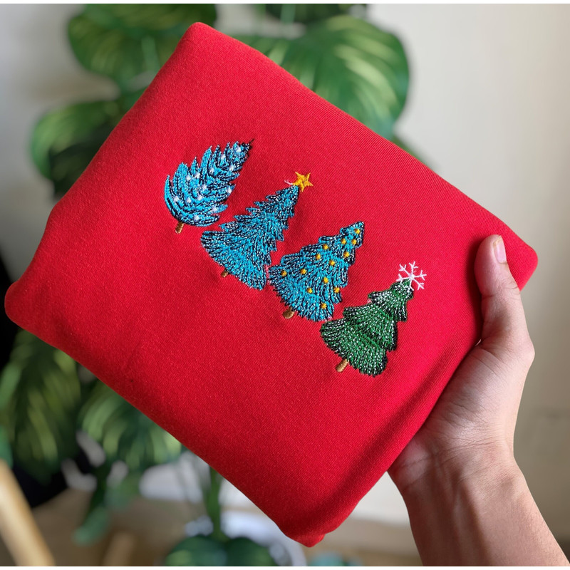 Embroidered Christmas Sweatshirt Christmas Tree Sweater Women Christmas Sweatshirt Christmas Crewneck Winter Sweatshirt Xmas Tree Shirt.jpg