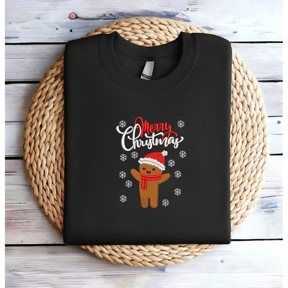 Embroidered Christmas Sweatshirt Gingerbread Santa Christmas Sweatshirt Women Christmas Sweatshirt Christmas Crewneck Sweater Ugly Xmas.jpg
