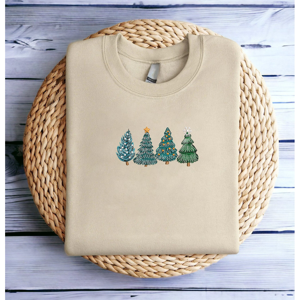 Embroidered Christmas Tree Sweatshirt Xmas Tree Sweatshirt Women Christmas Sweatshirt Christmas Crewneck Sweater Ugly Xmas Sweater Shirt.jpg