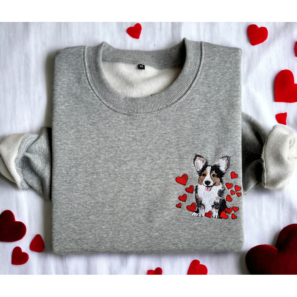 Embroidered Corgi Dog Sweatshirt Corgi Heart Sweatshirt Corgi Love Sweater Corgi Valentines Sweatshirt Valentine Dog Crewneck Shirt Hoodie.jpg