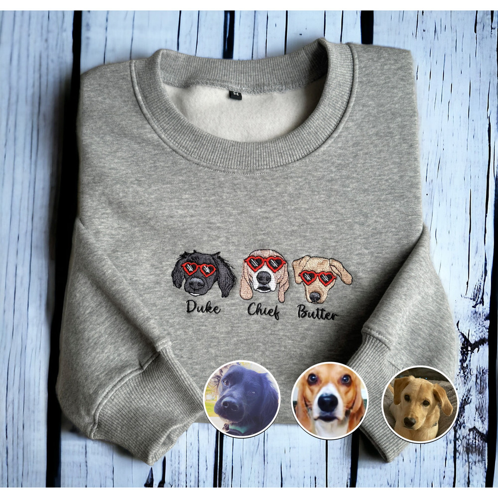 Embroidered Custom Dog Cat From Your Photo Sweatshirt Personalize Cat Dog From Your Photo Sweatshirt Custom Valentine's Cat Dog Crewneck 1.jpg