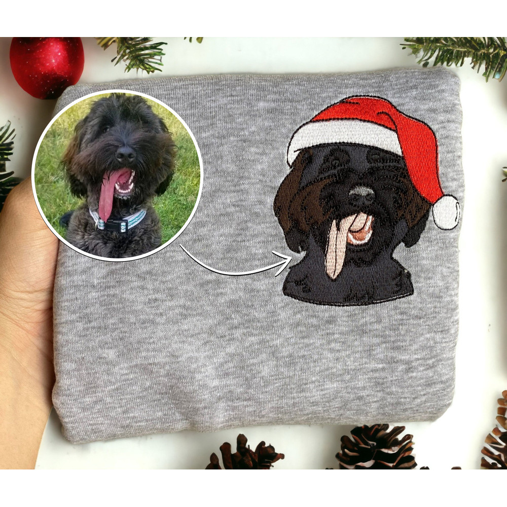 Embroidered Custom Dog Christmas From Your Photo Sweatshirt Personalize Christmas Dog Sweater Women Christmas Sweatshirt Crewneck Ugly Xmas.jpg
