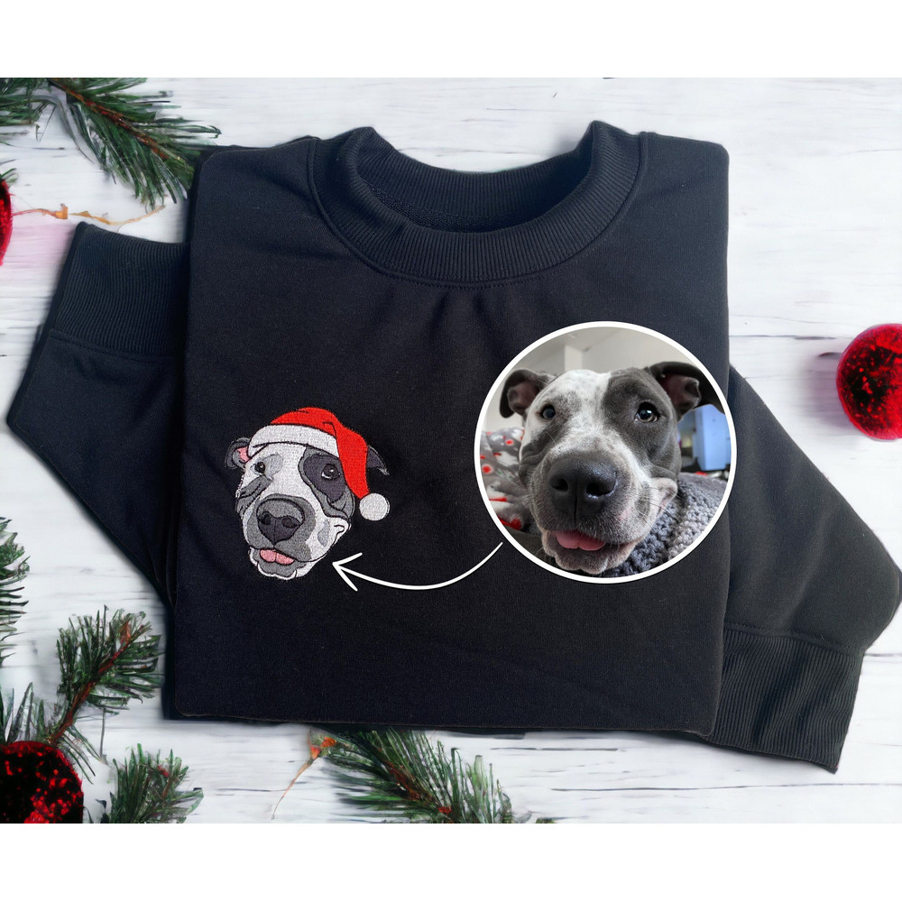 Embroidered Custom Dog From Your Photo Christmas Sweater Crewneck Christmas Personalize Dog Sweatshirt Christmas Women Christmas Sweater.jpg