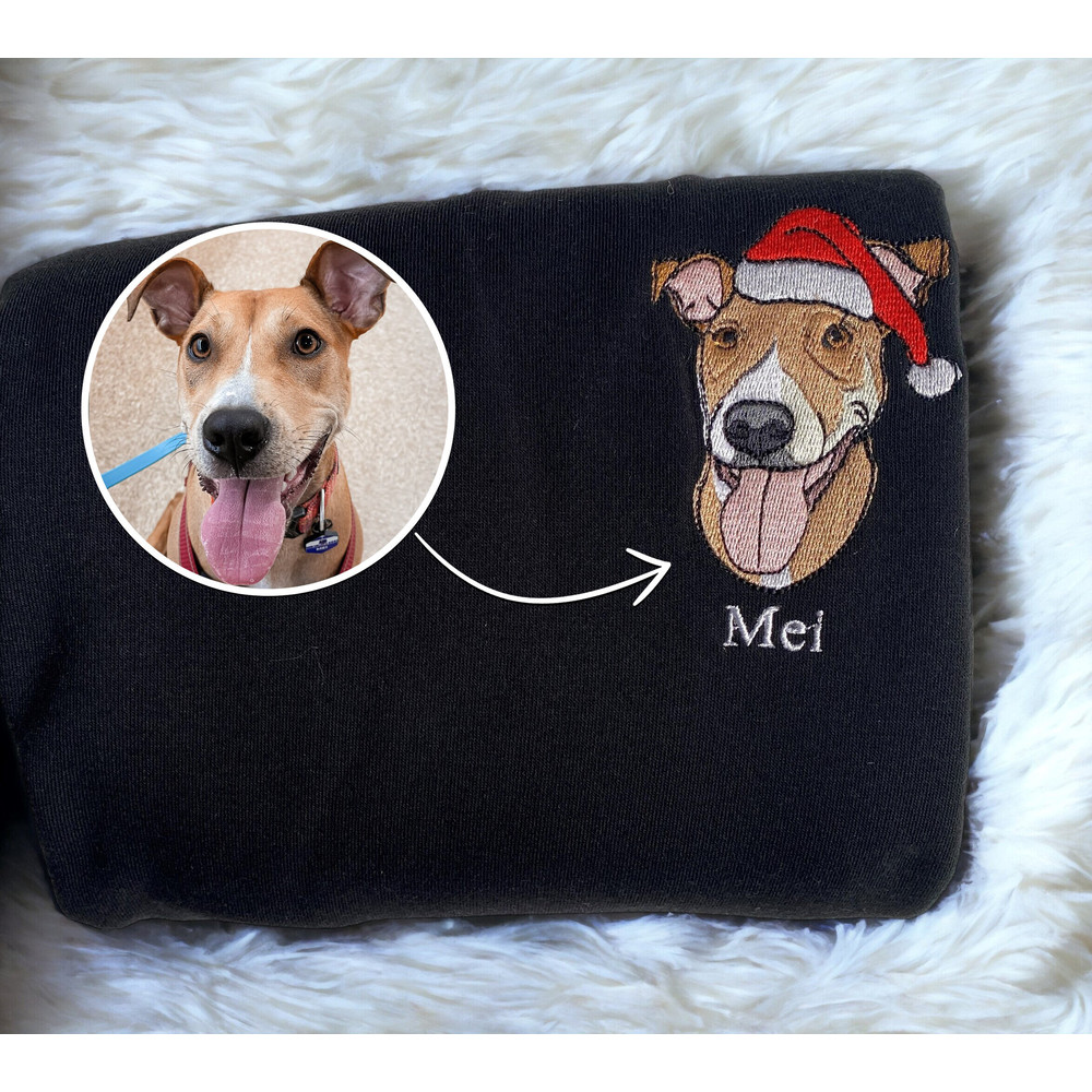 Embroidered Custom Dog From Your Photo Christmas Sweatshirt Embroidered Christmas Personalize Dog Sweatshirt Christmas Crewneck Sweater.jpg
