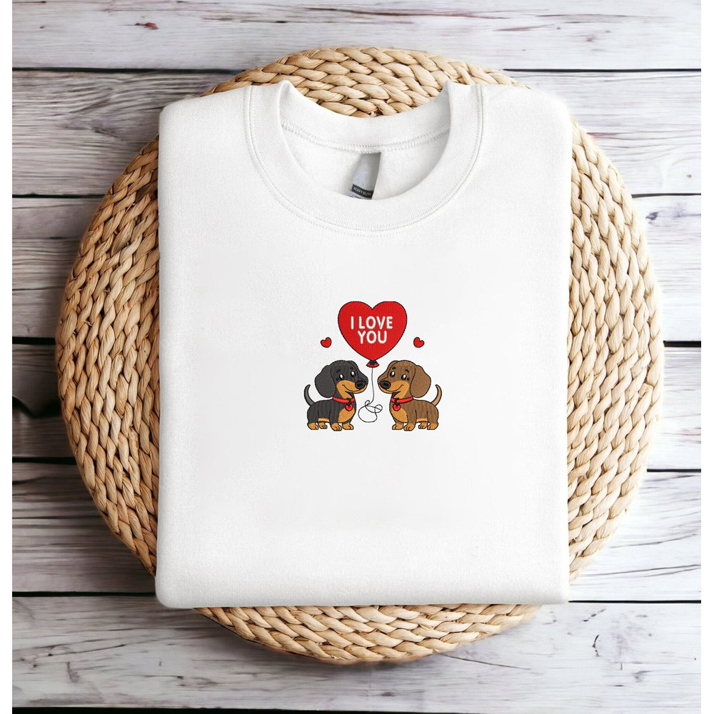Embroidered Dachshund Dog Sweatshirt Embroidered Valentine's Dog Sweatshirt Dachshund Valentine Dog Sweater Shirt Hoodie Crewneck.jpg
