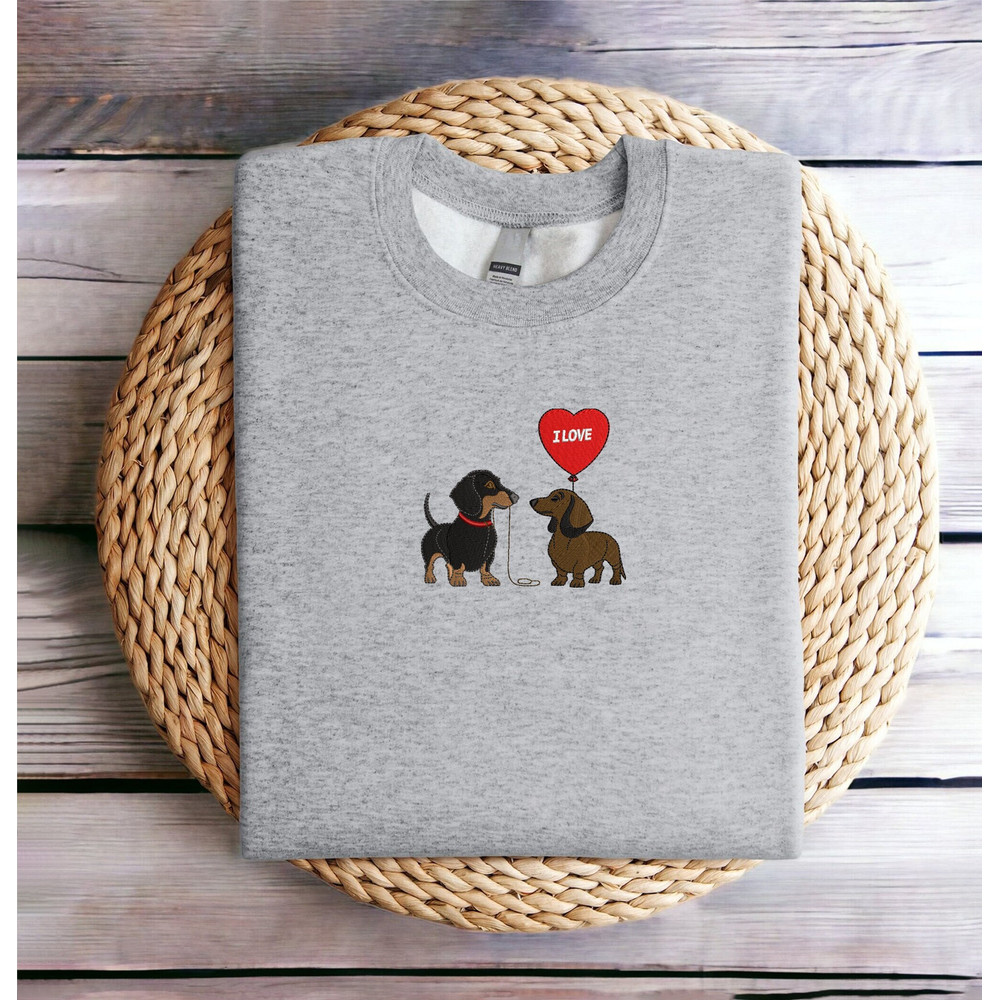 Embroidered Dachshund Valentine Sweatshirt Dachshund Heart Love Sweatshirt Valentine's Sweatshirt Love Heart Sweatshirt Shirt Crewneck.jpg