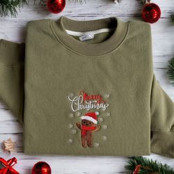 embroidered gingerbread santa christmas sweatshirt christmas gingerbread shirt women christmas sweater crewneck ugly xma