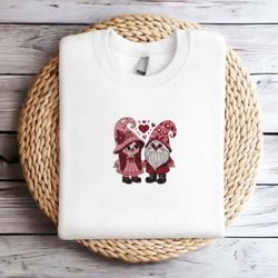 embroidered gnome couple valentines sweatshirt gnome couple shirt valentines day shirts for woman valentines day gift ha