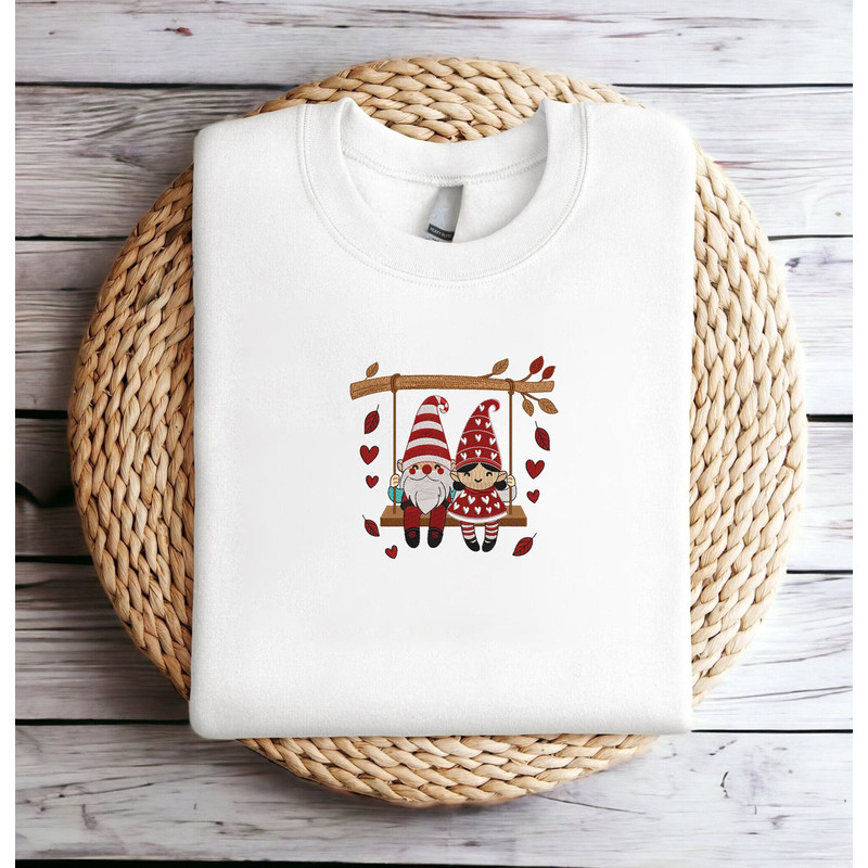 Embroidered Gnome Valentines Sweatshirt Gnome Couple Shirt Valentines Day Shirts For Woman Valentines Day Gift Valentine's Day Shirt Hoodie.jpg