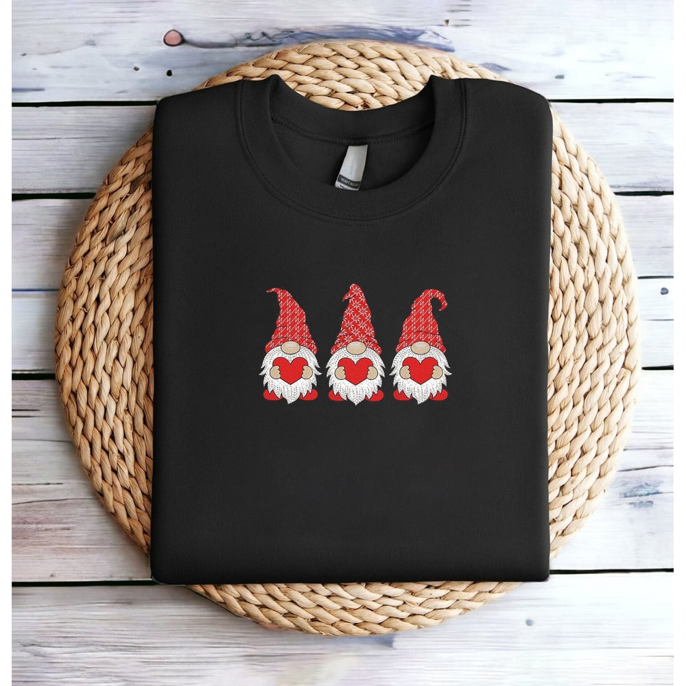 Embroidered Gnome Valentines Sweatshirt Love Gnome Heart Shirt Gnomies Valentines Day Shirts For Woman Valentines Day Gift Crewneck Hoodie.jpg