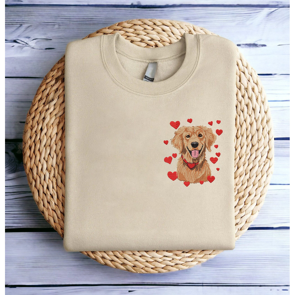 Embroidered Golden Dog Sweatshirt Embroidered Golden Retriever Valentine Sweatshirt Golden Dog Valentine Sweater Golden Dog Heart Crewneck.jpg