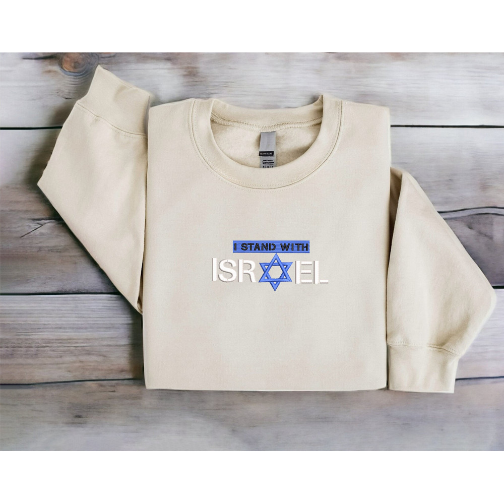 Embroidered Israel Sweatshirt Embroidered I Stand With Israel Crewneck Israel Sweatshirt Crewneck Peace for Israel Sweater Israel Support 1.jpg