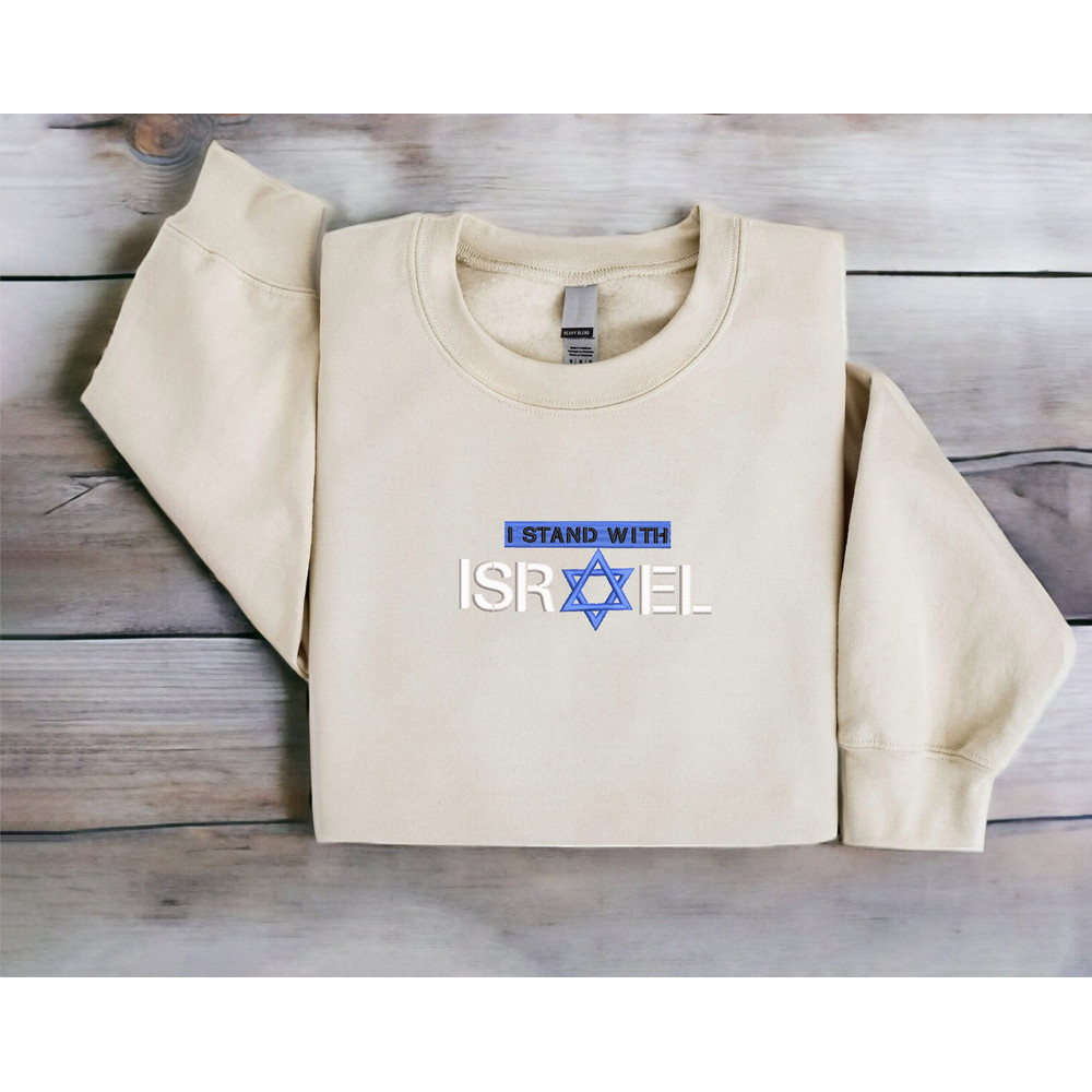 Embroidered Israel Sweatshirt Embroidered I Stand With Israel Crewneck Israel Sweatshirt Crewneck Peace for Israel Sweater Israel Support.jpg
