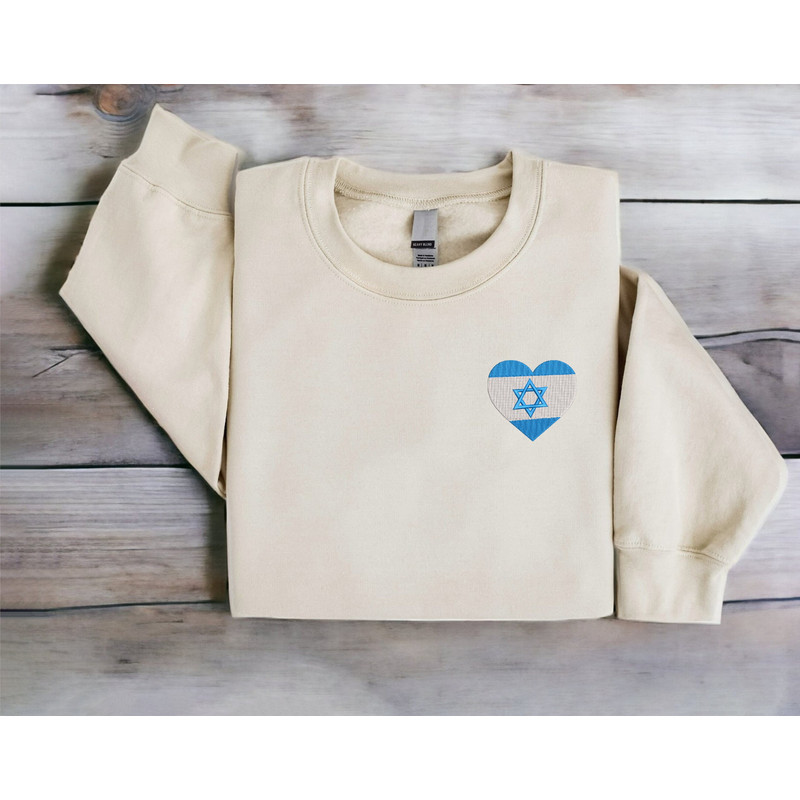 Embroidered Israel Sweatshirt Embroidered Israel Heart Flag Sweatshirt Israel Sweater Crewneck Peace for Israel Sweater Israel Support Shirt 1.jpg