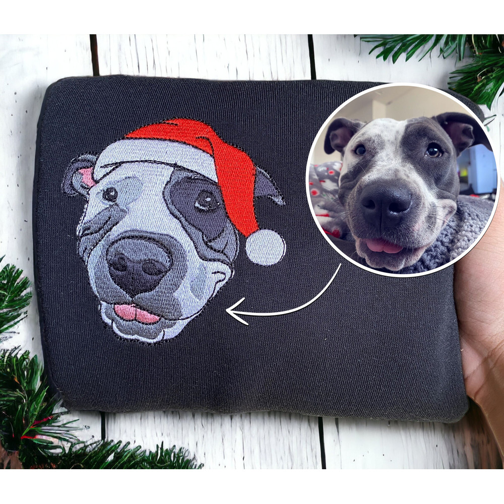 Embroidered Personalize Dog From Your Photo Christmas Sweater Crewneck Custom Dog Christmas Sweatshirt Shirt Women Christmas Ugly Christmas.jpg
