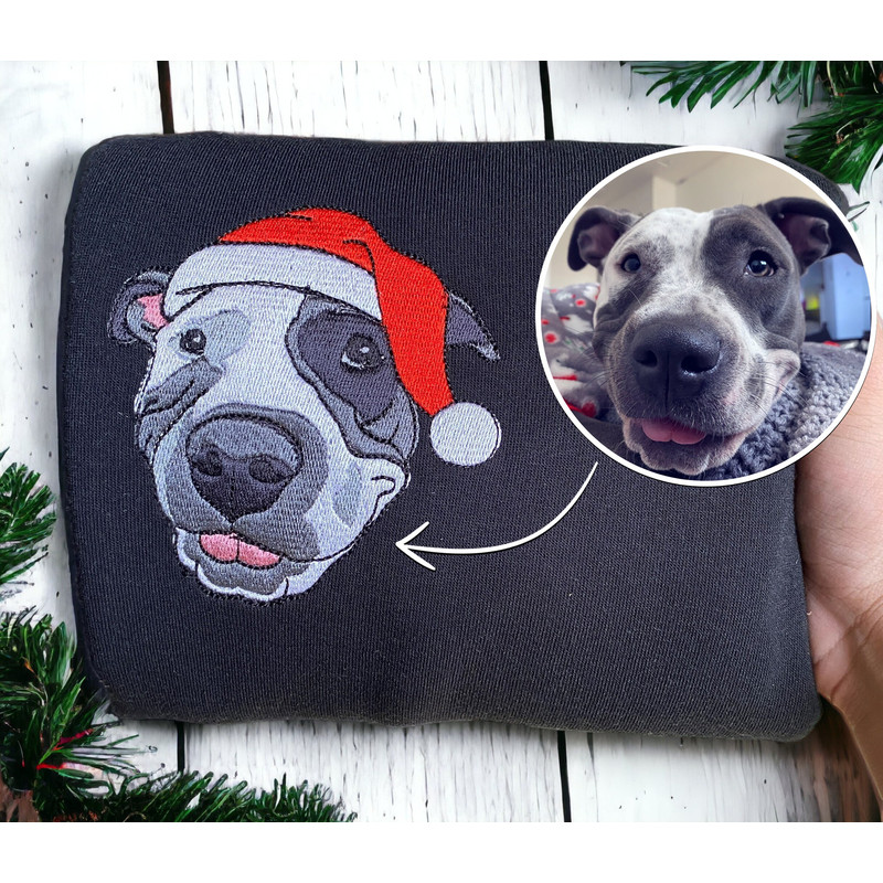 Embroidered Personalize Dog From Your Photo Christmas Sweater Crewneck Custom Dog Christmas Sweatshirt Shirt Women Christmas Ugly Christmas.jpg
