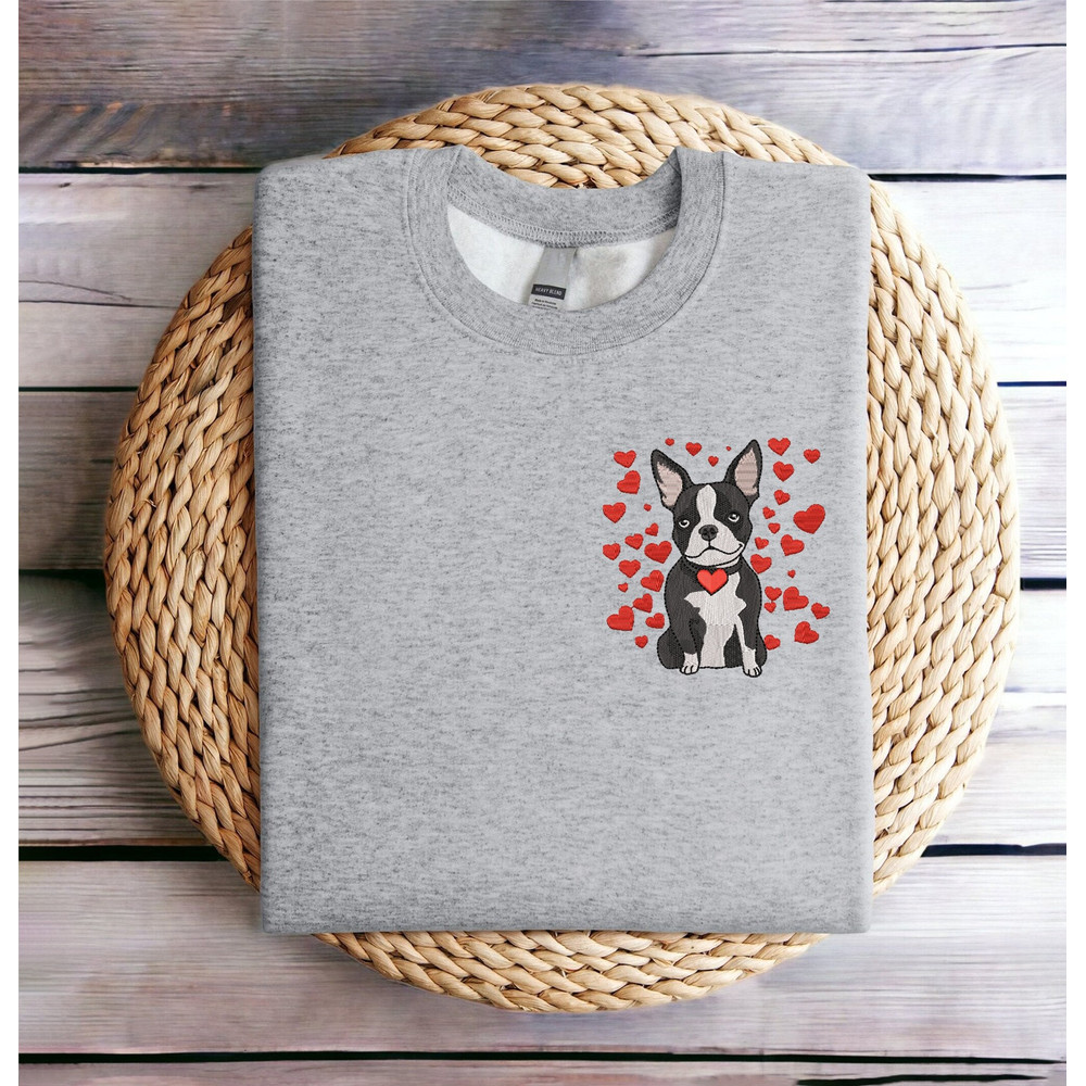 Embroidered Valentine Dog Sweatshirt Embroidered Boston Terrier Sweatshirt Boston Dog Love Heart Sweater Valentine Boston Dog Crewneck Shirt.jpg