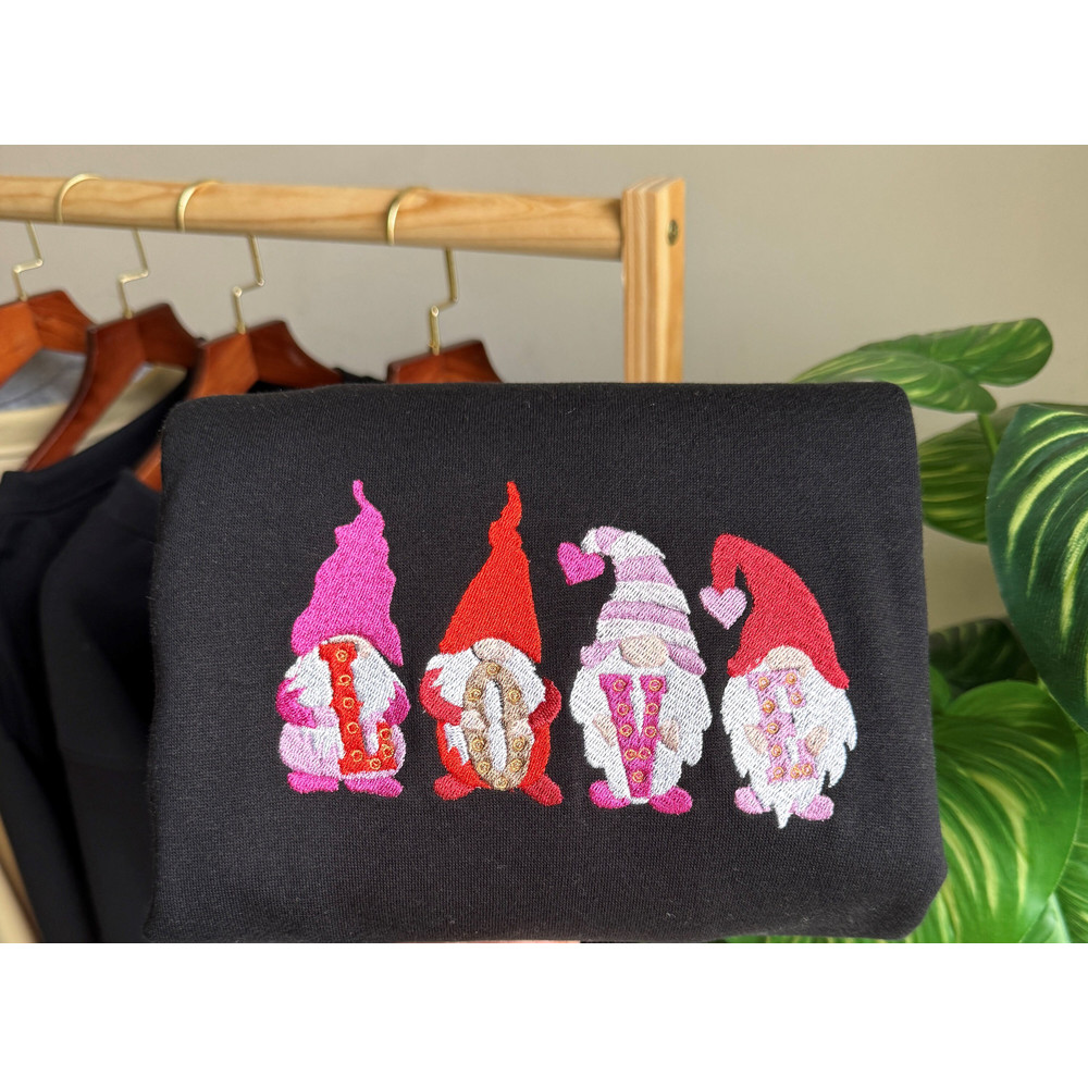 Embroidered Valentine Gnome Sweatshirt Embroidered Love Gnome Valentine's Sweatshirt Gnome Crewneck Valentine Shirt Cute Valentine's Sweater.jpg