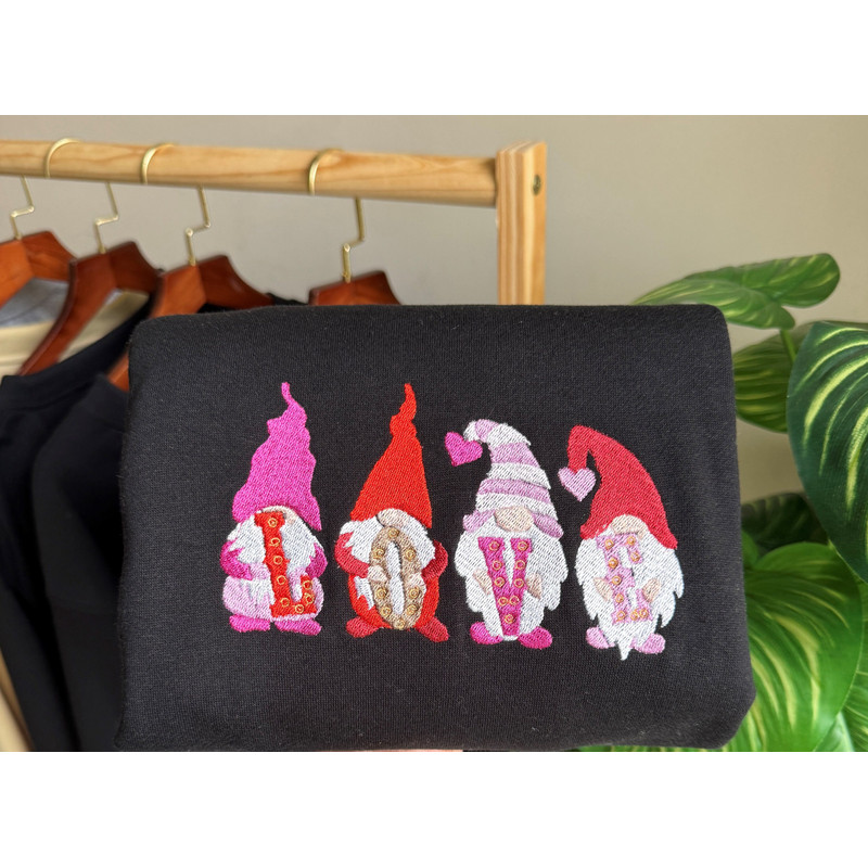 Embroidered Valentine Gnome Sweatshirt Embroidered Love Gnome Valentine's Sweatshirt Gnome Crewneck Valentine Shirt Cute Valentine's Sweater.jpg