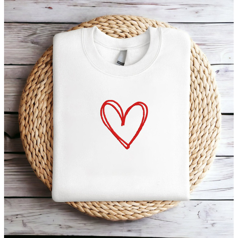 Embroidered Valentine's Sweatshirt Love Heart Sweatshirt Embroidered Heart Valentine Sweatshirt Cute Valentine's Sweater Teacher Valentine's.jpg
