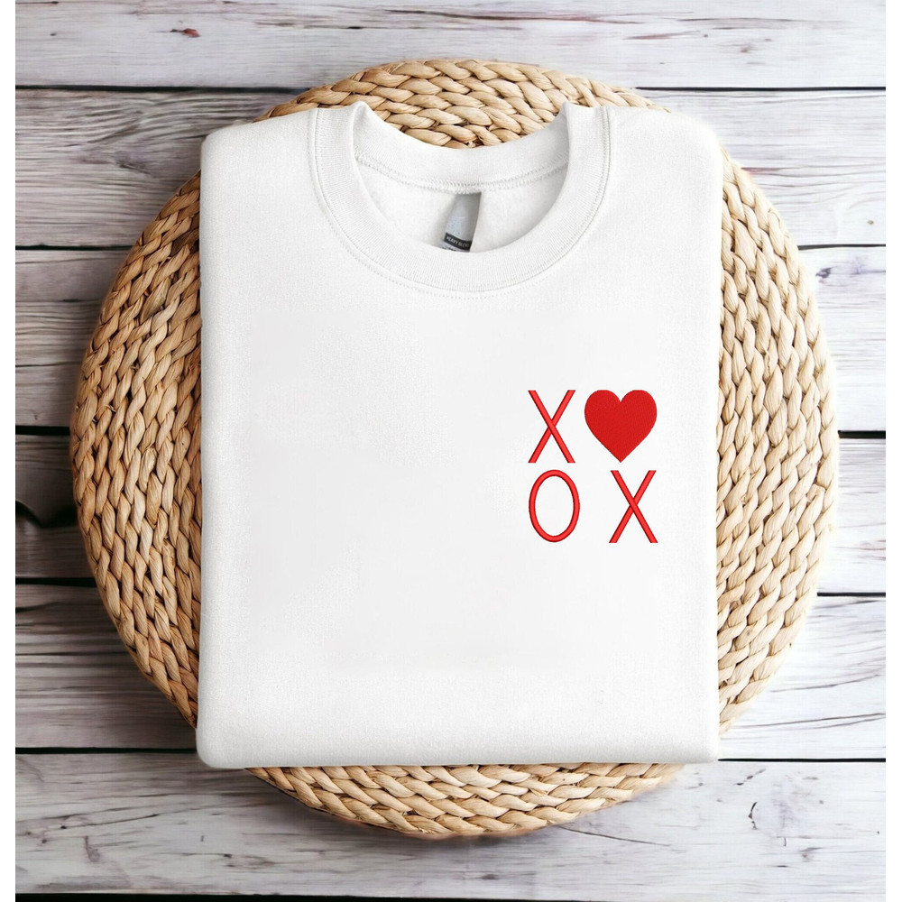 Embroidered Valentines Day Shirt for Women, Valentines Day Gift for Her Embroidered Crewneck XOXO Sweatshirt Heart Sweatshirt Shirt Hoodie.jpg