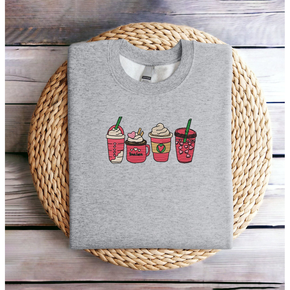 Embroidered Valentines Day Womens Sweatshirt Valentine Coffee Sweatshirt Valentine Latte Sweatshirt Sweater Valentines Day Shirt Hoodie.jpg