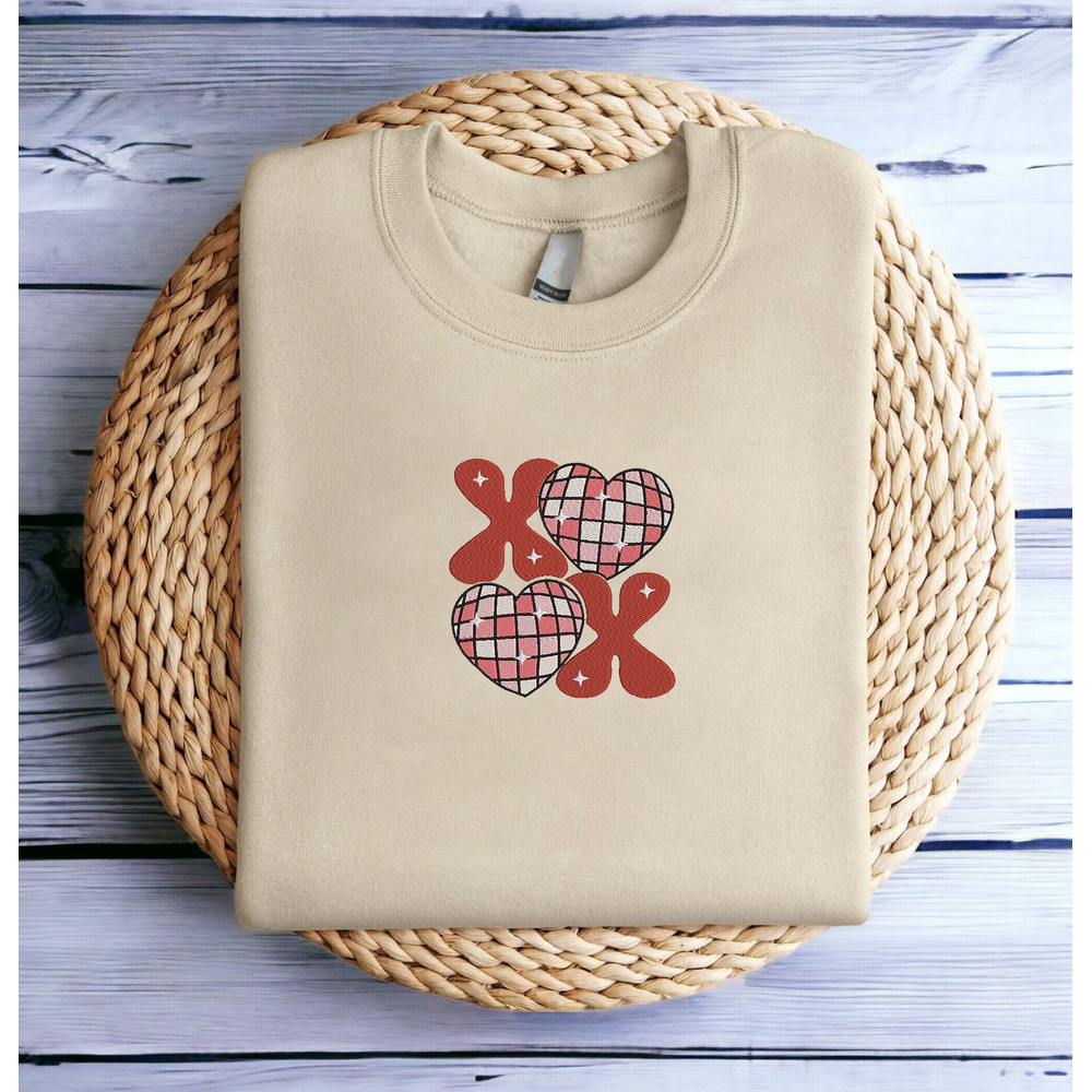 Embroidered XOXO Valentine Sweatshirt Valentine's Sweatshirt Love Heart Sweatshirt Cute Valentine's Sweater Teacher Valentine's Shirt Hoodie.jpg