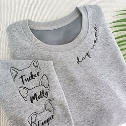custom dog mom sweatshirt,dog mamapersonalized dog ears,dog ear with pet on sleeve,embroidered dog ear hoodie,birthday g