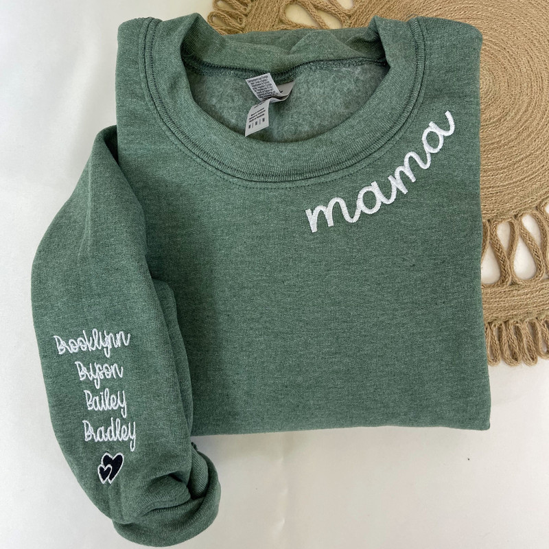 Custom Embroidered Mama Sweatshirt with Kids Name on Sleeve, Personalized Mom Sweatshirt, Minimalist Momma Sweater, Christmas Gift for Mom.jpg