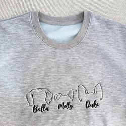 custom embroidered pet sweatshirts,pet lover gifts,embroidered with dog ear outline,dog embroidered sweatshirt, dog dad